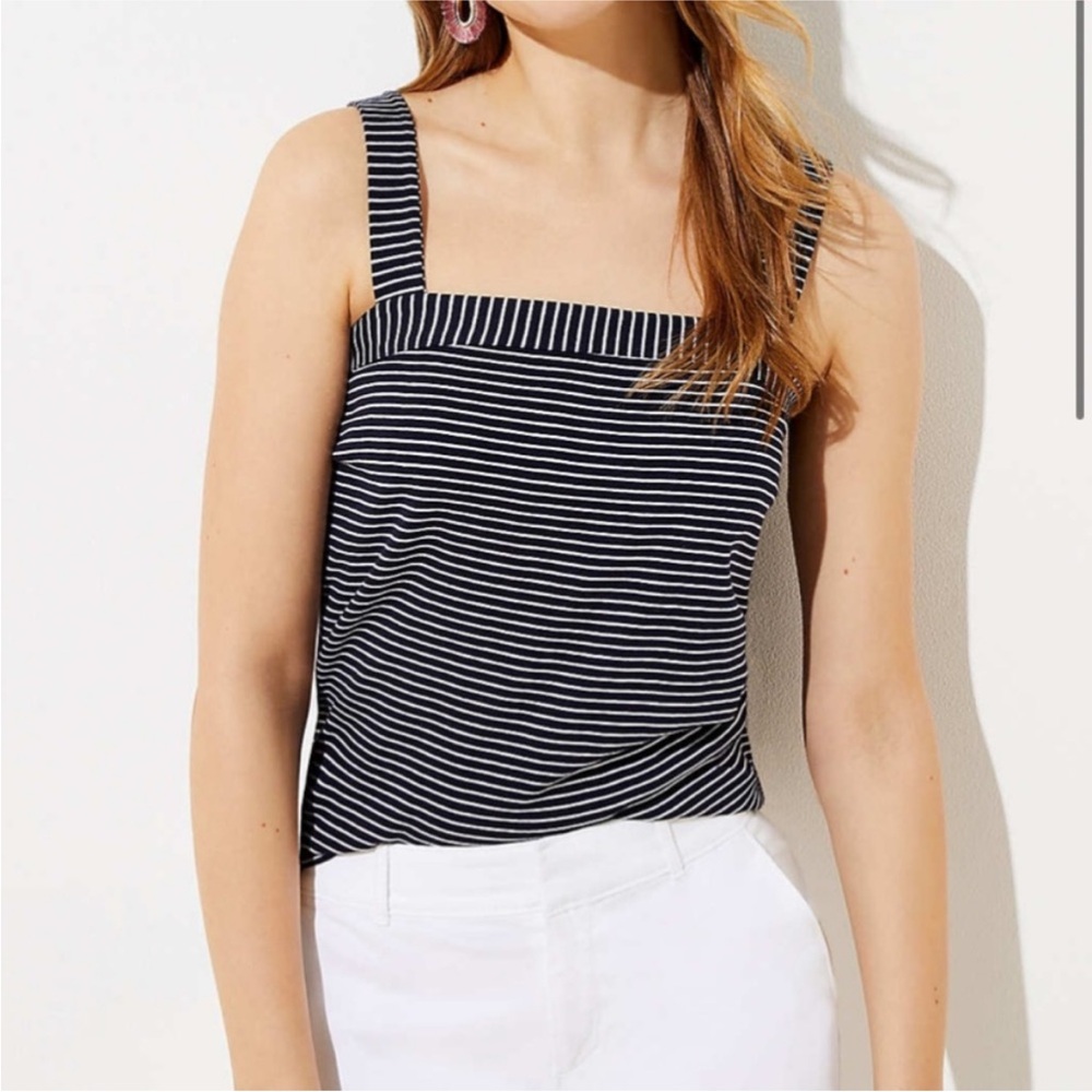 LOFT Striped Fitted Sleeveless Tank Top